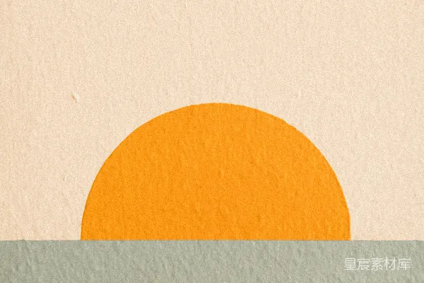 高清摄影 一幅橙色太阳在水体中央的画作