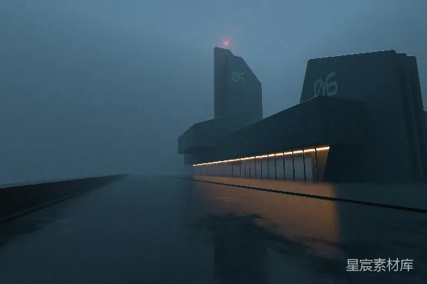 高清摄影 一张计算机生成的在雾蒙蒙天气中的建筑物图片