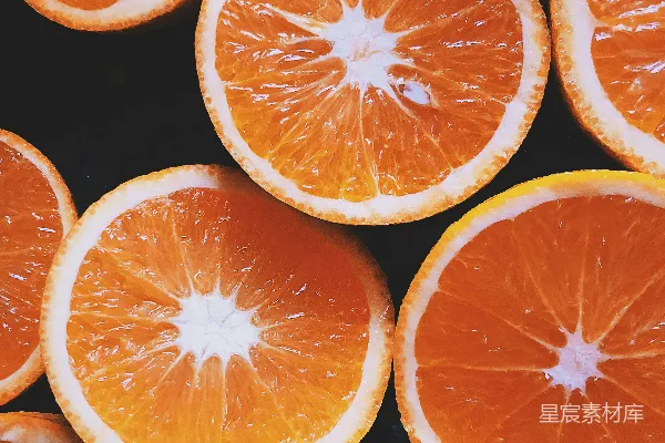 高清摄影 黑底上切开的橙子果实