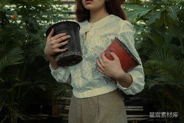 一顶帽子的女人拿着一个水桶和一本书