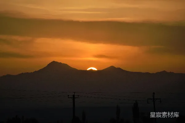 高清摄影 夕阳下山的剪影