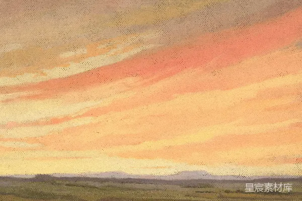 高清摄影 一幅田野上日落的画作