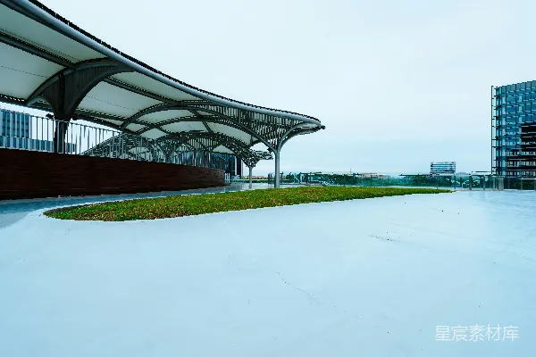 建筑圆顶、绿草茵茵和城市景观