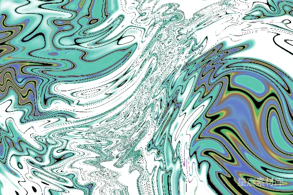 蓝绿白抽象 swirls 的图案。
