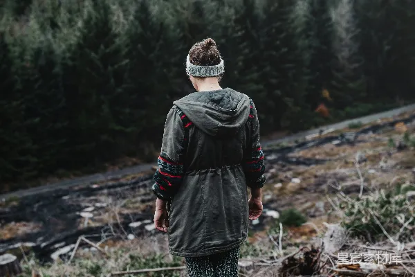 站在山顶上的人俯瞰着森林。