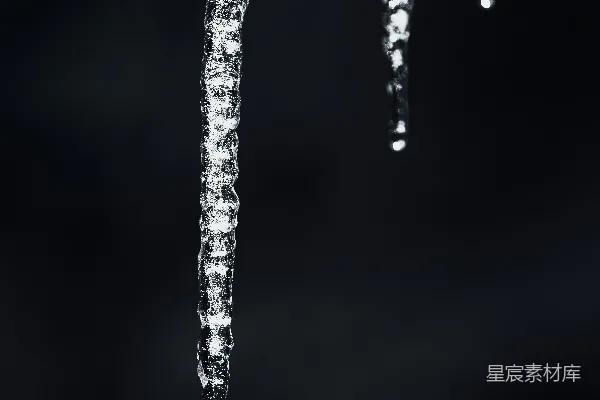 高清摄影 挂在黑暗中的树上的冰柱
