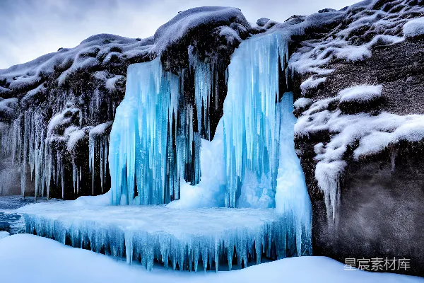 高清摄影 一个大瀑布在一个雪地里