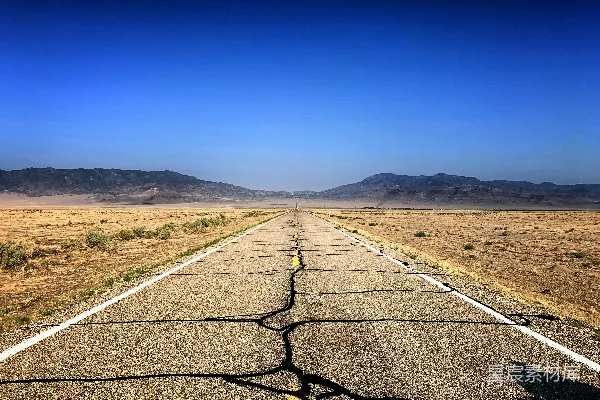 白天灰混凝土路旁绿草地下的蓝天中