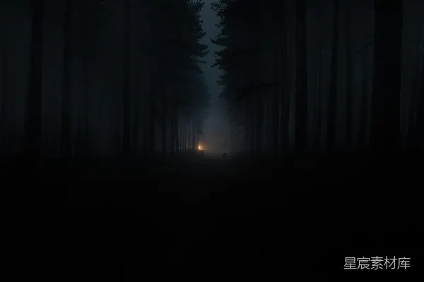 高清摄影 在夜晚森林中站立的人影