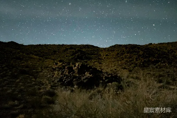 夜空中的星星照亮着一片沙漠景观