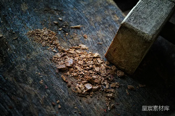 高清摄影 棕色的木头原木在棕色的土壤上