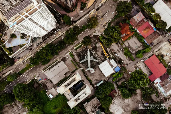 白天城市建筑的空中俯视图