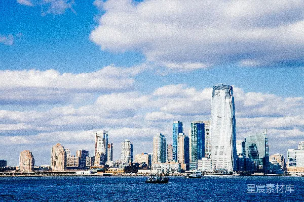 城市在晴朗天空下的 skyline