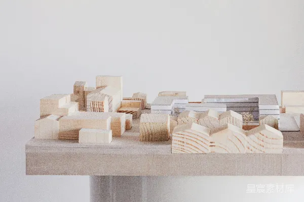 高清摄影 建筑模型展示了由木材制成的建筑物。