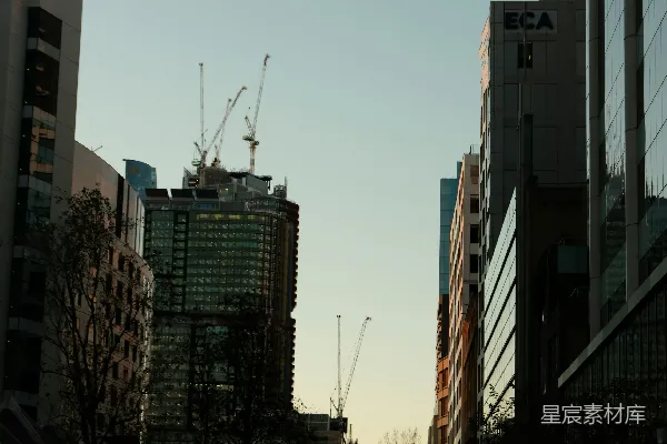 一条充满高大建筑的城市街道