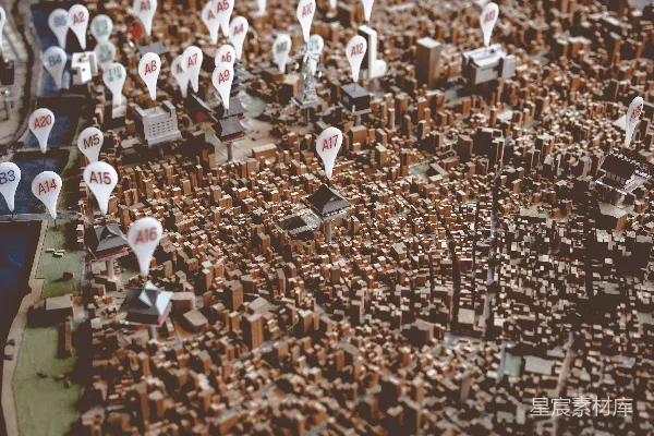 棕色和黑色的3D城市景观