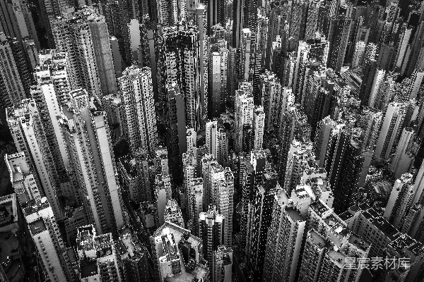 一张黑白照片中的大都市