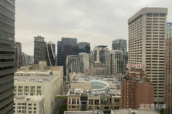 高楼大厦中俯瞰的城市景色