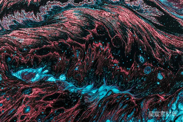 高清摄影 红蓝流体抽象画