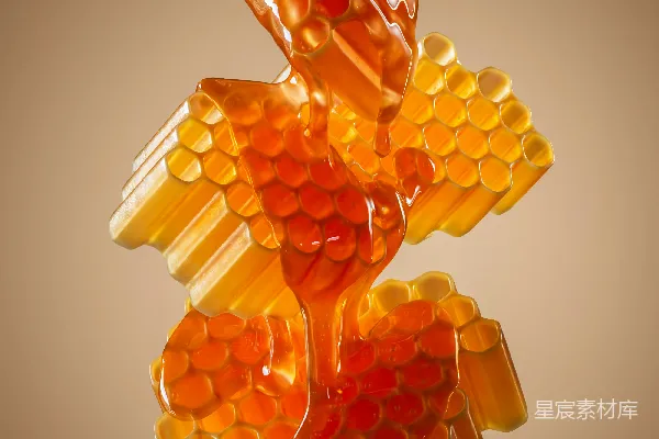 高清摄影 一勺蜂蜜滴在蜂巢上
