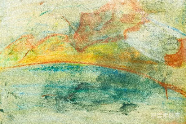 高清摄影 抽象水彩画，带有泥土和海洋色调。