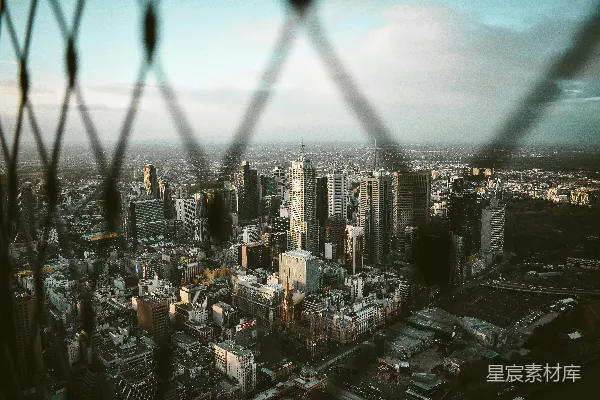 城市高层建筑的顶视图