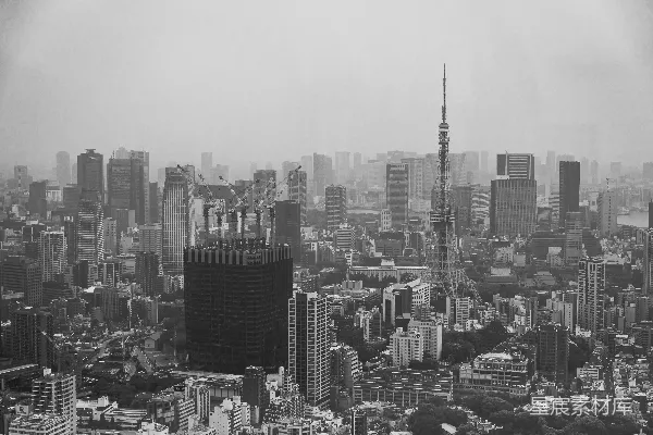 城市建筑的灰度照片