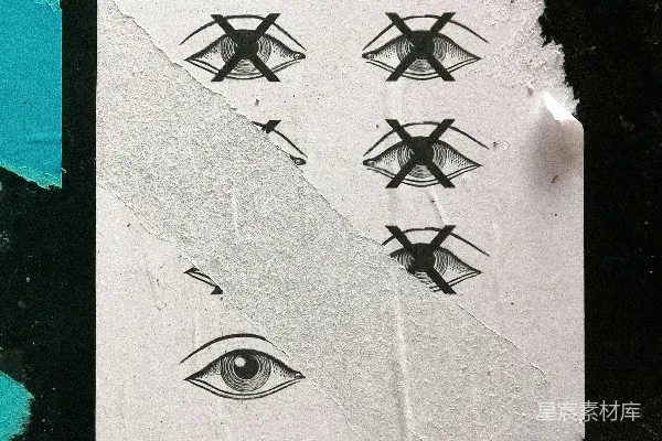 高清摄影 一张画有眼睛的纸