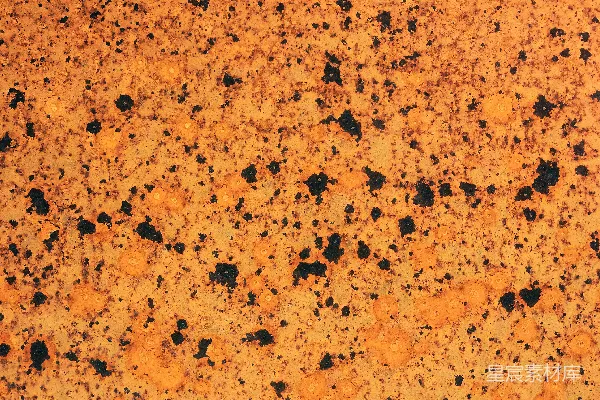 高清摄影 一个橙色和黑色相间的斑点表面，上面有黑色的点。