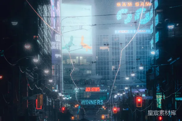 夜晚充满车辆的街道