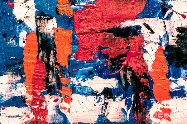 高清摄影 蓝色、橙色、红色和黑色的画作