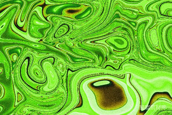 活力四射的绿色与棕色交织成的漩涡状图案。
