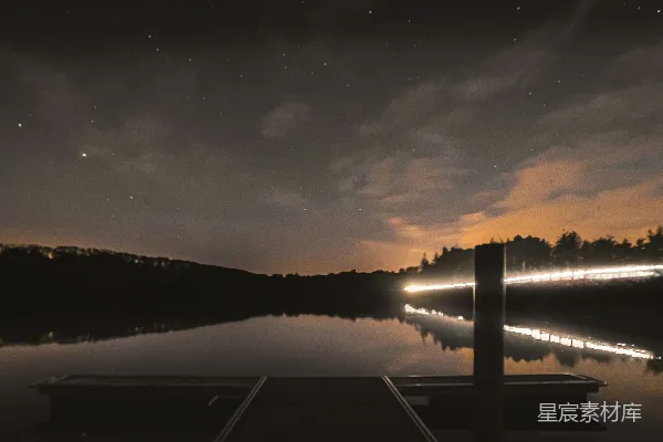 夜晚树木的轮廓影子