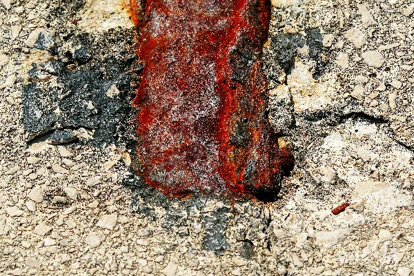 高清摄影 混凝土中嵌入的生锈钢筋特写