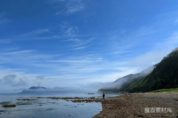 海滩上行走的人