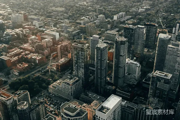 白天城市建筑物的空中俯视景观