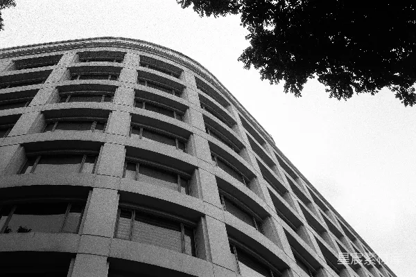 高清摄影 一张黑白照片，显示了一座建筑物。
