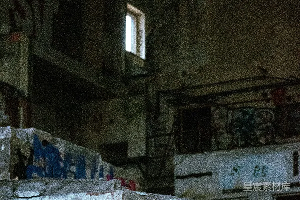 高清摄影 一幢有涂鸦墙壁的旧建筑