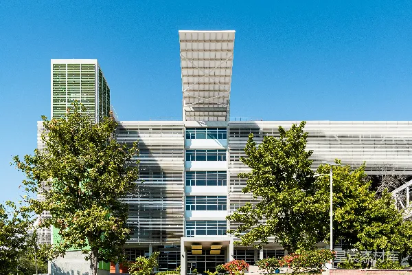高清摄影 白天，绿色树木旁的白色混凝土建筑