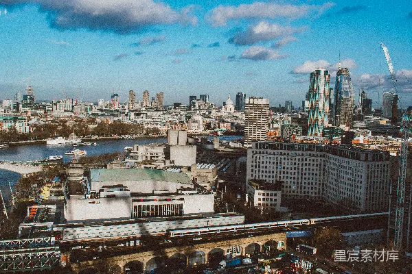 高清摄影 一座有河流和桥梁的城市
