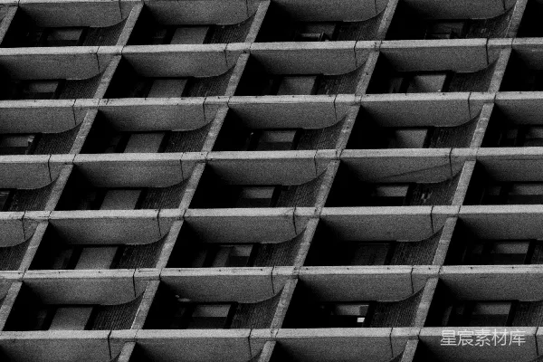 高清摄影 Brutalist建筑上的阳台几何图案