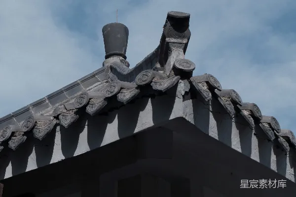 高清摄影 建筑物的屋顶，背景是天空。