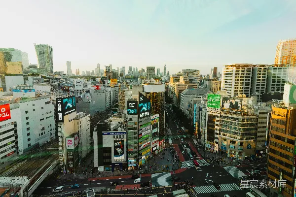 高清摄影 俯瞰一座城市，高耸的建筑林立。
