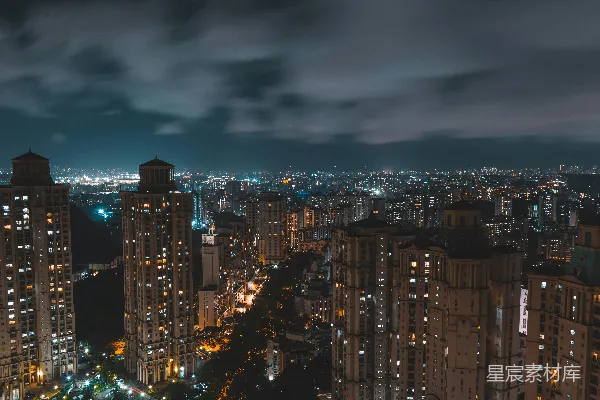 高清摄影 夜晚的城市高楼大厦