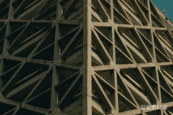 高清摄影 几何形状的混凝土建筑与蓝天相映成趣