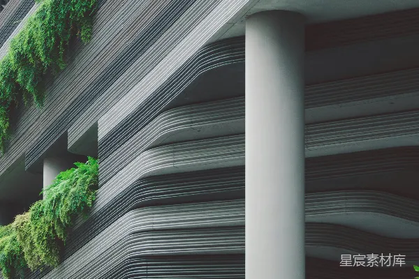 高清摄影 白色混凝土建筑上的绿色植物