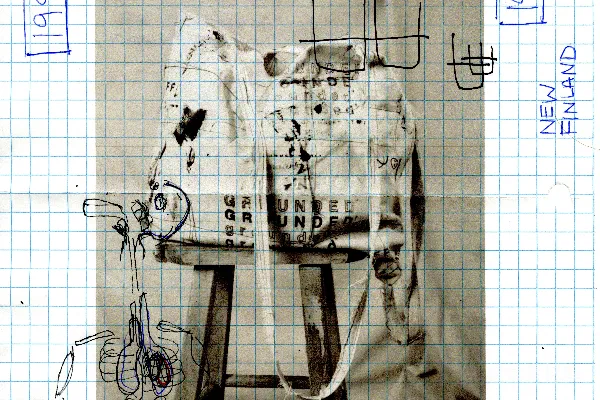 高清摄影 一幅画，画中有一把椅子，椅子上放着一个毛绒玩具。