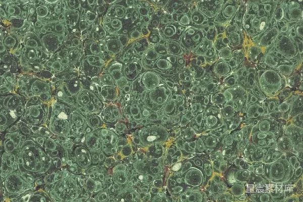 高清摄影 绿色大理石纹的纸张，带有白色和黄色的点缀。