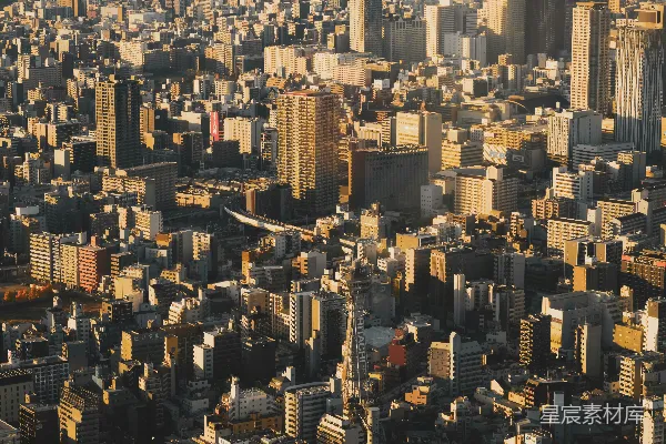 高楼林立的城市景观俯视图。