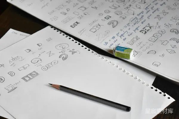 高清摄影 一支铅笔放在一堆纸的上面。